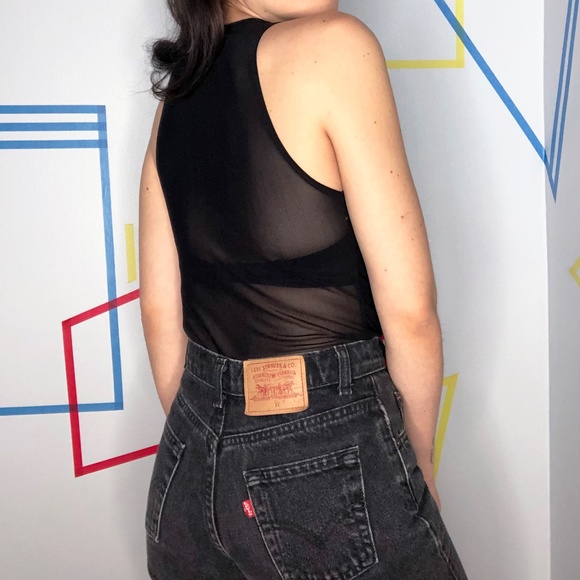 Urban Planet Black Mesh High Neck Bodysuit - Picture 3 of 4